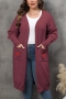 casual plus size slight stretch heart knitted 8 colors long cardigan sweater_Black_White_Gray_Rose Red