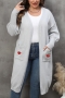 casual plus size slight stretch heart knitted 8 colors long cardigan sweater_Black_White_Gray