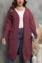 casual plus size slight stretch 8 colors long cardigan sweater(only sweater)_Black_White_Gray_Rose Red