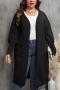 casual plus size slight stretch 8 colors long cardigan sweater(only sweater)_Black