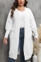 casual plus size slight stretch 8 colors long cardigan sweater(only sweater)_Black_White