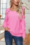 exquisite slight stretch 5 colors ribbed knit hollow button sweaters_White_Pink