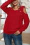 exquisite slight stretch 5 colors ribbed knit hollow button sweaters_White_Pink_Red