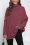 casual slight stretch knitted heart graphic 6 colors loose sweater_Black_Gray_Rose Red