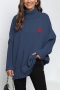 casual slight stretch knitted heart graphic 6 colors loose sweater_Black_Gray_Rose Red_Dark Green_Dark Blue