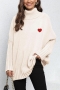 casual slight stretch knitted heart graphic 6 colors loose sweater_Black_Gray_Rose Red_Dark Green_Dark Blue_Beige
