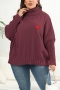 casual plus size slight stretch knitted heart graphic 6 colors loose sweater_Black_Gray_Rose Red