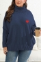 casual plus size slight stretch knitted heart graphic 6 colors loose sweater_Black_Gray_Rose Red_Dark Green_Dark Blue