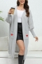 casual slight stretch heart graphic knitted 8 colors long cardigan sweater_Black_White_Gray