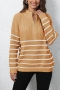 casual slight stretch stripe knitted heart graphic zip-up all-match sweater_Black_Gray_Rose Red_Yellow