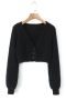 exquisite slight stretch solid color single-breasted slim crop knit sweater_Black