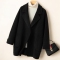 casual non-stretch wool solid color suit collar outerwear size run small_Black