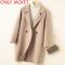 casual non-stretch wool suit collar long outerwear size run small_Black_Beige_Khaki 