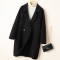 casual non-stretch wool suit collar long outerwear size run small_Black