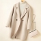 casual non-stretch wool suit collar long outerwear size run small_Black_Beige