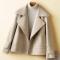 casual non-stretch wool suit collar outerwear size run small_Beige