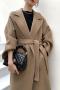 casual non-stretch wool 4 colors suit collar long outerwear size run small_Black_Gray_Khaki _Brown