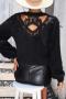 exquisite slight stretch knitted cut out lace 4 colors sweater(only sweater)_Black