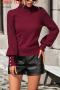 stylish slight stretch knitted 4 colors all-match sweater(only sweater)_Black_White_Gray_Rose Red