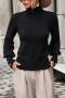 stylish slight stretch knitted 4 colors all-match sweater(only sweater)_Black