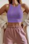 sexy slight stretch simple solid color 6-colors slim crop vest_Black_White_Rose Red_Green_Light Purple