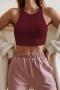 sexy slight stretch simple solid color 6-colors slim crop vest_Black_White_Rose Red