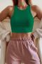 sexy slight stretch simple solid color 6-colors slim crop vest_Black_White_Rose Red_Green