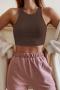 sexy slight stretch simple solid color 6-colors slim crop vest_Black_White_Rose Red_Green_Light Purple_Brown