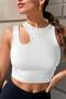 sexy slight stretch simple 4 colors solid color slim sleeveless crop vest_Black_White