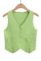 exquisite slight stretch knitted 4 colors crop blazer vest(size run small)_Black_Green
