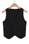 exquisite slight stretch knitted 4 colors crop blazer vest(size run small)_Black
