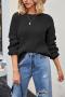 casual slight stretch knitted four colors loose all-match sweater_Black