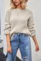 casual slight stretch knitted four colors loose all-match sweater_Black_Gray_Beige
