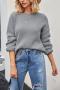 casual slight stretch knitted four colors loose all-match sweater_Black_Gray