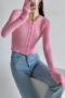 exquisite slight stretch knitted 4 colors all-match crop sweater(size run small)_Black_Pink
