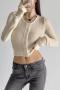 exquisite slight stretch knitted 4 colors all-match crop sweater(size run small)_Black_Pink_Green_Beige