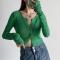 exquisite slight stretch knitted 4 colors all-match crop sweater(size run small)_Black_Pink_Green