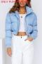 stylish non-stretch 3 colors all-match crop puffer jacket(size run small)_Black_Sky Blue