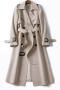 casual plus-size with belt lining trench coat_Black_Haze Blue_Beige