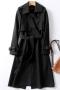 casual plus-size with belt lining trench coat_Black