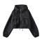 casual non-stretch solid color hooded zip-up jacket size run small_Black