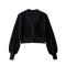 casual slight stretch ribbed knit solid color v-neck sweater size run small_Black