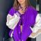 casual micro-elastic bone embroidery loose pu stitching baseball jacket_Black_Green_Purple