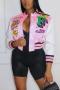 casual plus size slight stretch letter fixed printing crew neck jacket#1_Pink