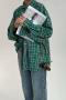 casual non-stretch lattice lapel button blouses_Pink_Orange_Green