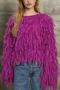 stylish slight stretch solid color 5-colors tassel knitted sweater_Black_White_Pink_Green_Darkviolet