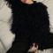 stylish slight stretch solid color 5-colors tassel knitted sweater_Black