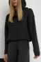 casual slight stretch solid color loose hooded knitted sweater_Black