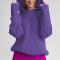 casual slight stretch solid color loose hooded knitted sweater_Black_Green_Dark Purple