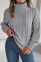 casual slight stretch twist knitted 3 colors turtleneck all-match thin sweater_Gray